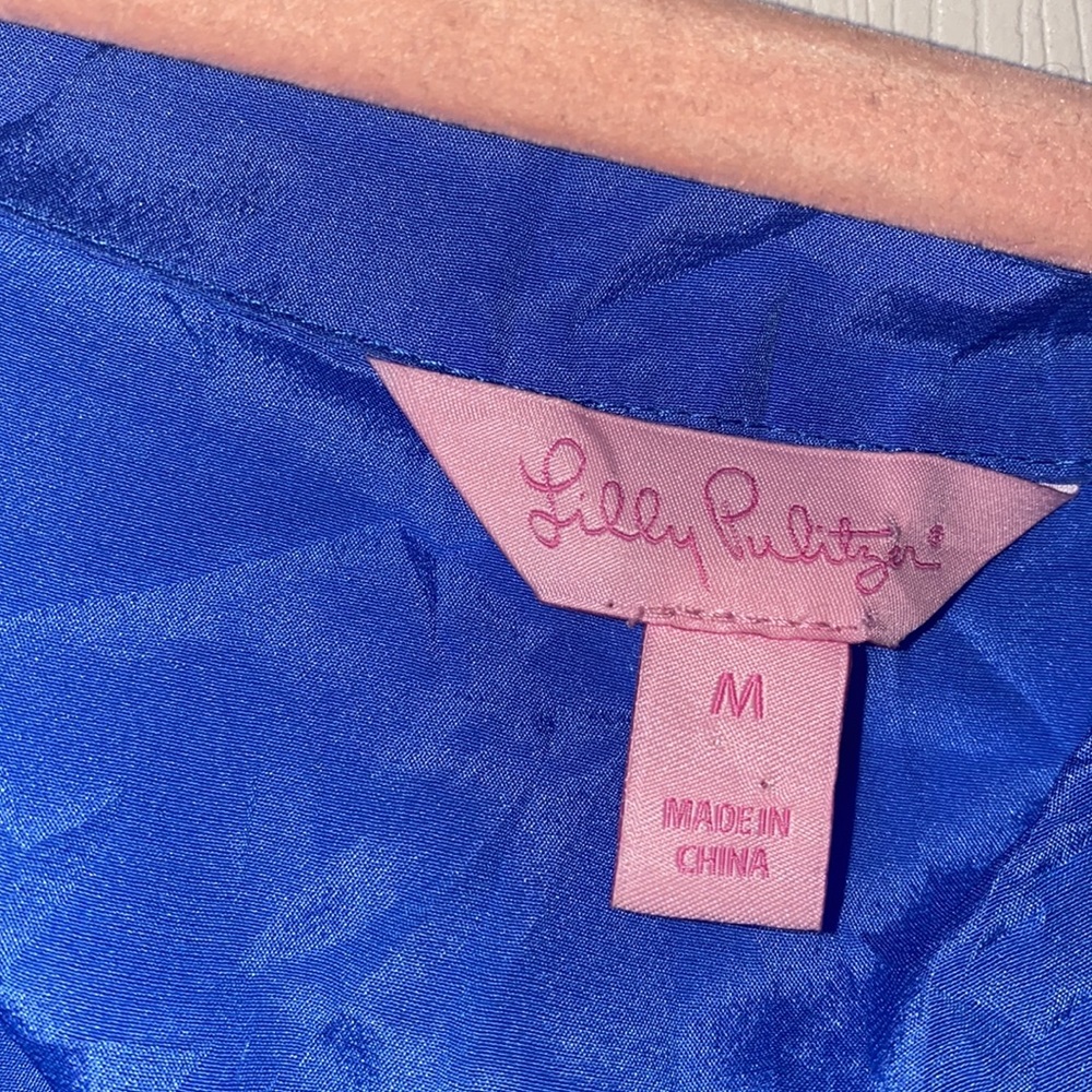 LILLY PULITZER 90% Silk Adira Off The Shoulder Top Blue. Size MD. Great Cond! - Picture 6 of 7